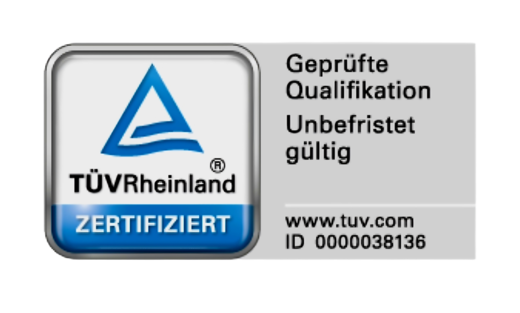 TÜV Rheinland GECERTIFICEERD – getoetste kwalificatie TÜV Rheinland GECERTIFICEERD – getoetste kwalificatie, ID 0000038136