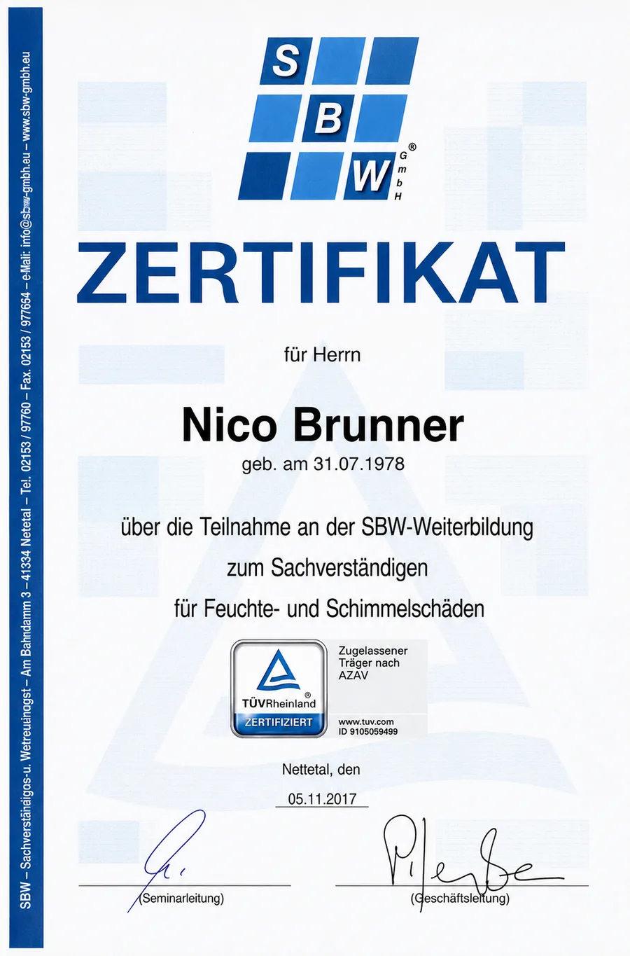 SBW-certificaat: onze expert in vocht- en schimmelschade SBW-certificaat: onze expert in vocht- en schimmelschade