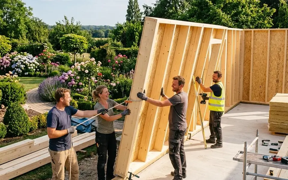 Prefab bouwpakketwoning: zelfbouwers monteren voorgefabriceerde wandelementen op de fundering – goedkoopste route naar een eigen huis 2026 Prefab bouwpakketwoning: zelfbouwers monteren voorgefabriceerde wandelementen op de fundering – goedkoopste route naar een eigen huis 2026