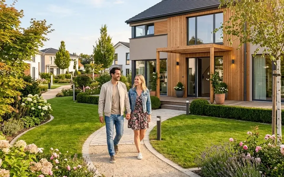 Prefab modelwoning: een stel bezoekt een moderne showwoning in de modelwoningtuin – je bezichtiging voorbereiden 2026 Prefab modelwoning: een stel bezoekt een moderne showwoning in de modelwoningtuin – je bezichtiging voorbereiden 2026