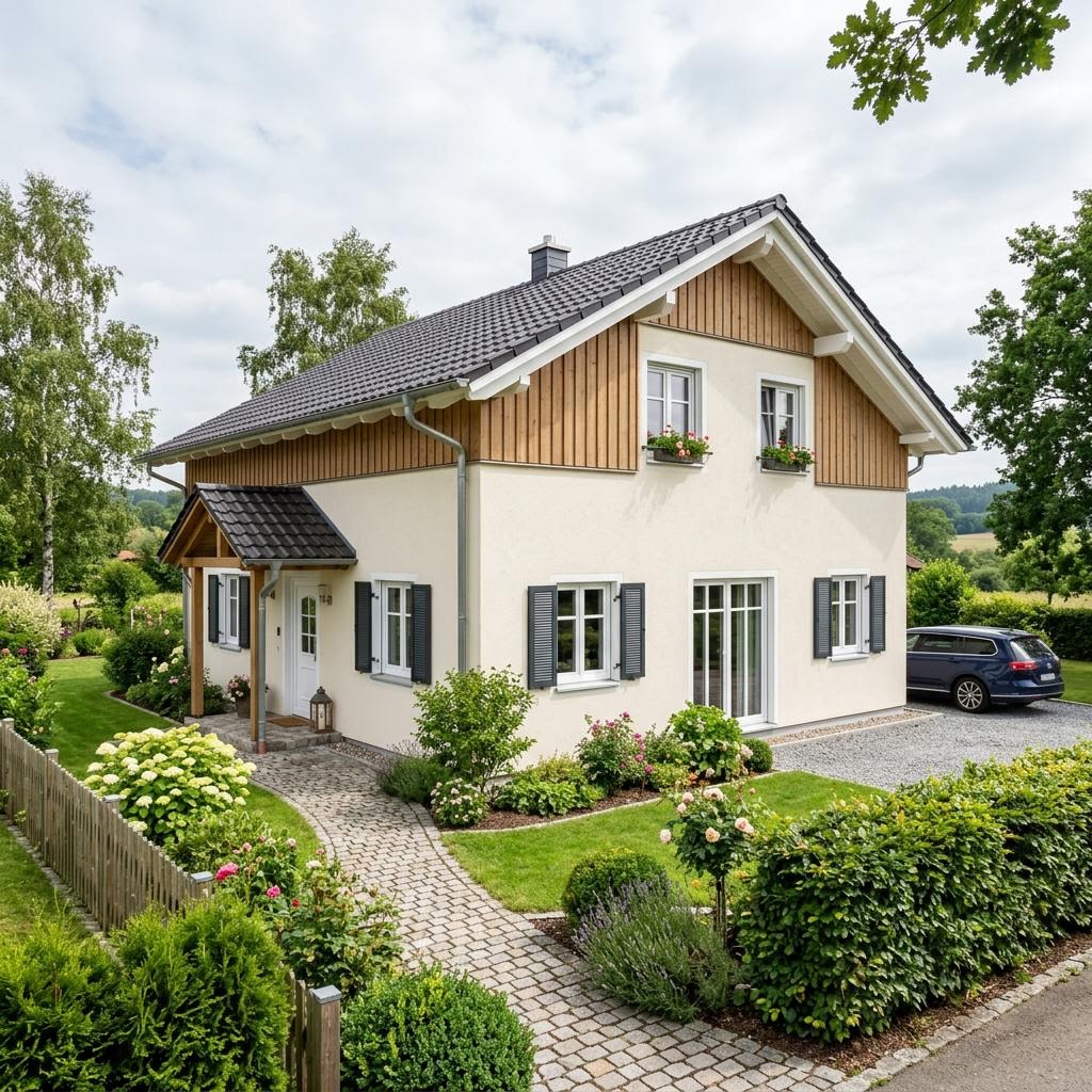 Landhuis Landgut 162 van Albert Haus met zadeldak — prefab woning van 162 m²