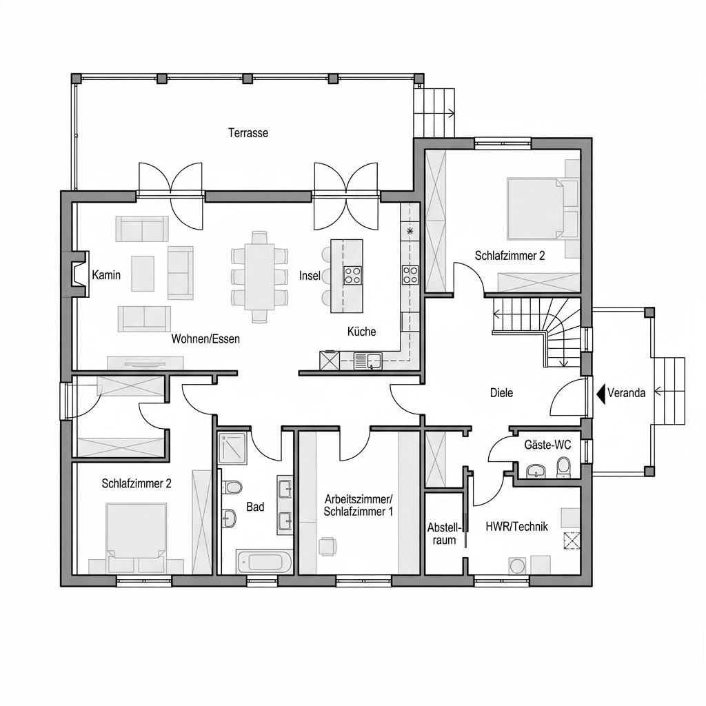 Plattegrond Landidyll 148 van Albert Haus — 148 m², 5 kamers