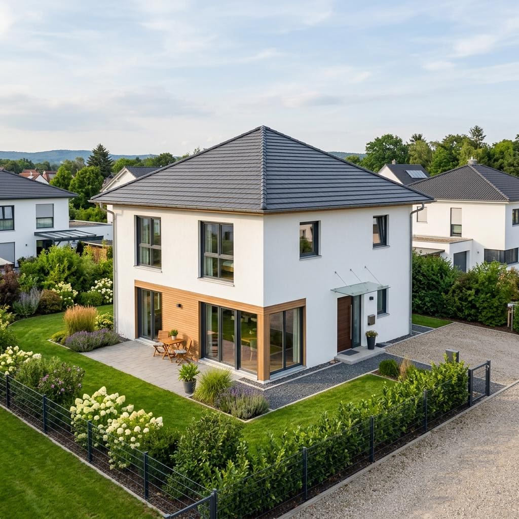 Stadsvilla Stadthaus Zelt 118 van Albert Haus met tentdak — prefab woning van 118 m²