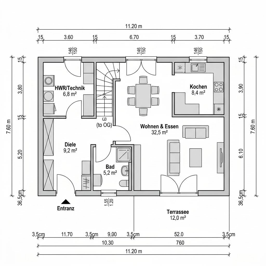 Plattegrond Bausatzhaus Solo 120 van allkauf haus — 120 m², 4 kamers