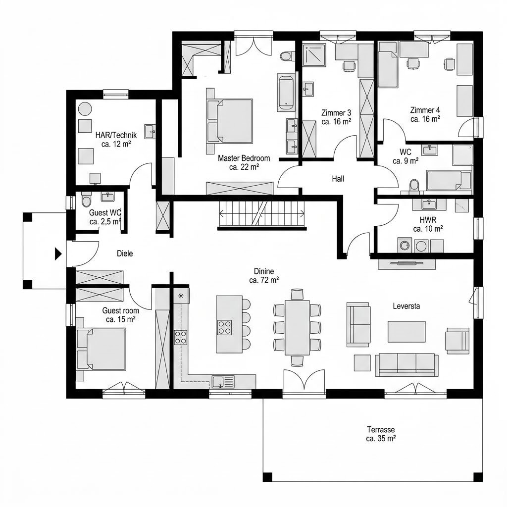 Plattegrond Generation 3 van allkauf haus — 202 m², 6 kamers