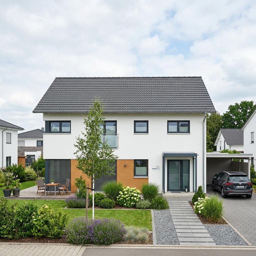 Casco prefab woning Home 4 van allkauf haus met zadeldak — prefab woning van 142 m²