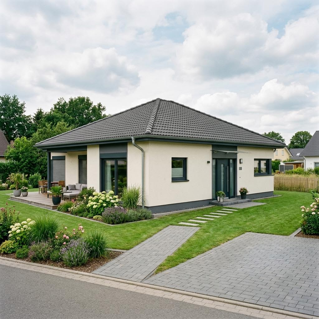 Bungalow Lifetime 3 van allkauf haus met schilddak — prefab woning van 107 m²