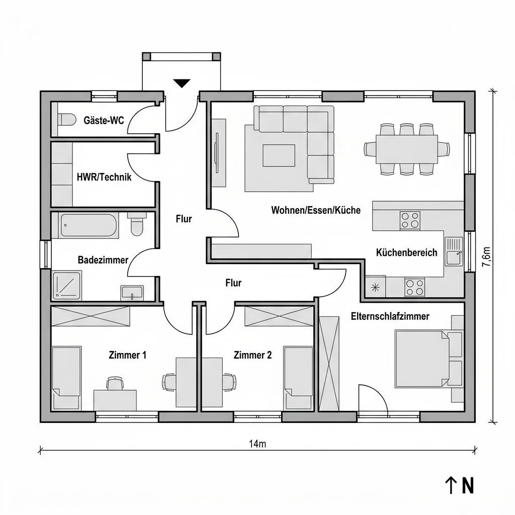 Plattegrond Lifetime 3 van allkauf haus — 107 m², 4 kamers