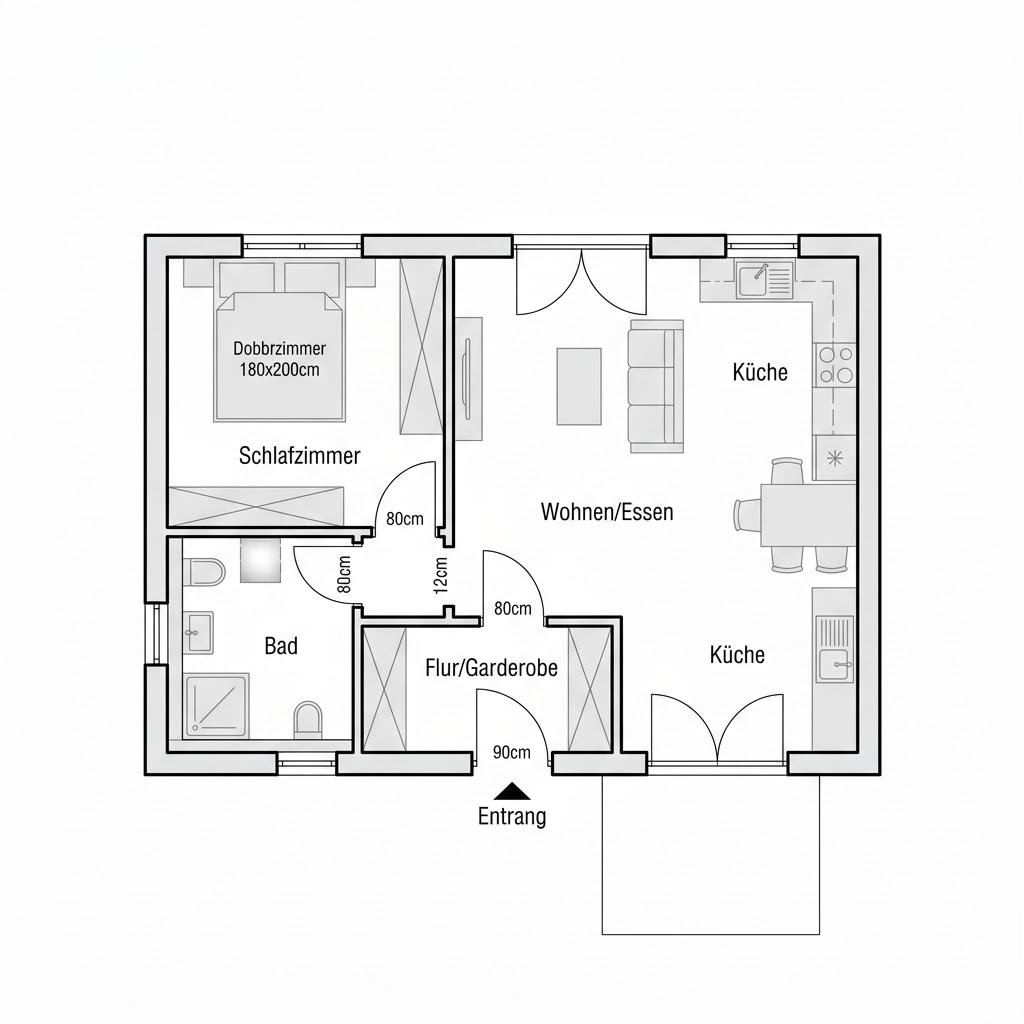 Plattegrond Lifetime 6 van allkauf haus — 70 m², 2 kamers