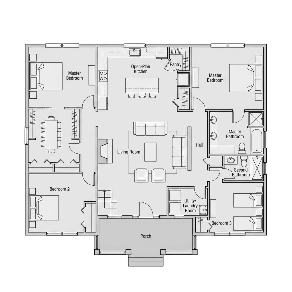 Plattegrond Boston van Albert Haus — 124 m², 8 kamers