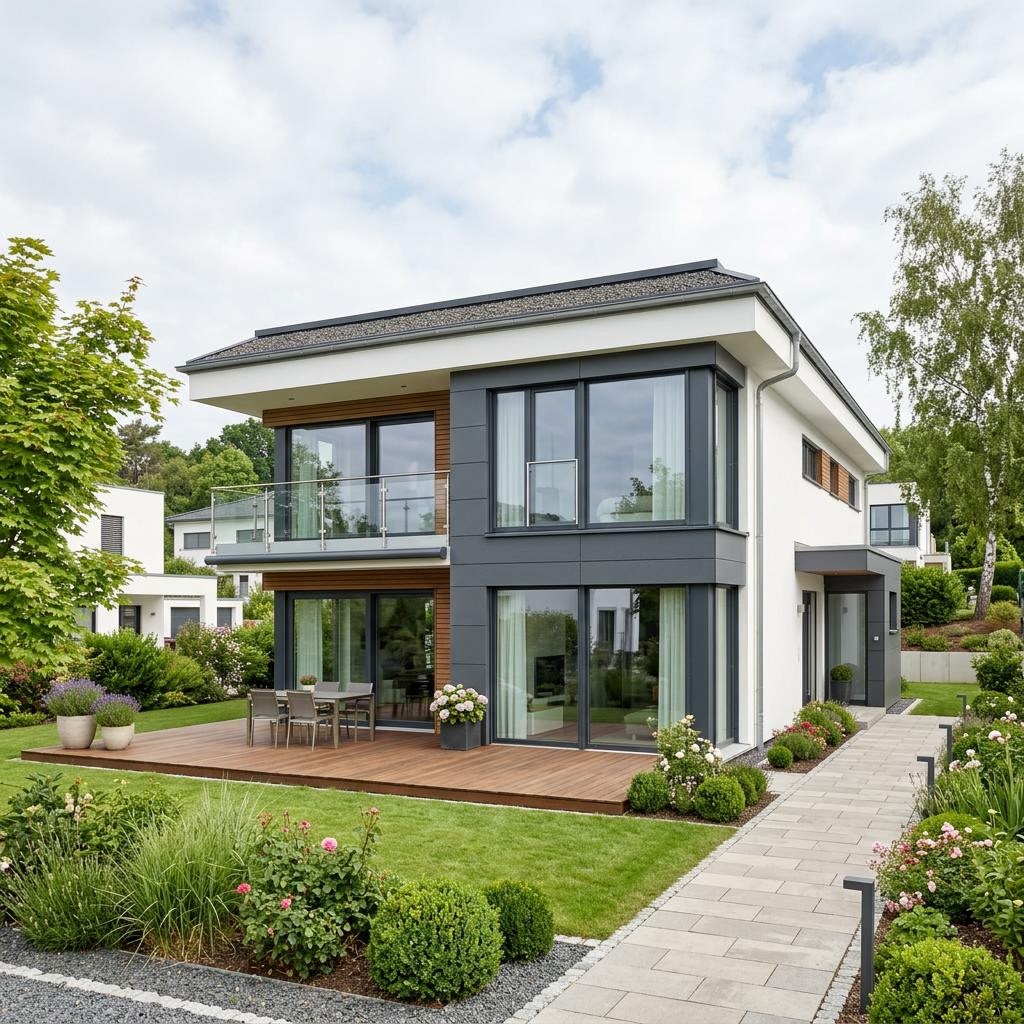 Woning met plat dak Bauhaus 145 van ARGE-HAUS met plat dak — prefab woning van 145 m²