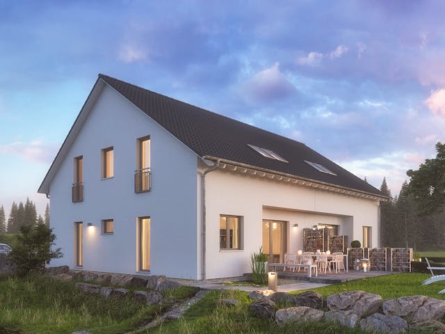 Twee-onder-een-kapwoning TwinStyle 15.01 S van massa haus met zadeldak — prefab woning van 136 m²