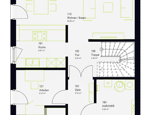 Plattegrond TwinStyle 15.01 S met prijs – 136 m² Ausbauhaus
