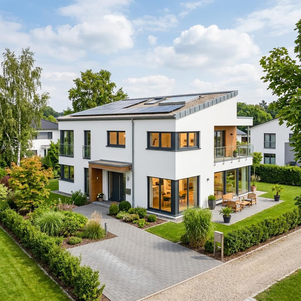 Eengezinswoning Cubus Flach 149 van Baudirekt Architektenhäuser met plat dak — prefab woning van 149 m²