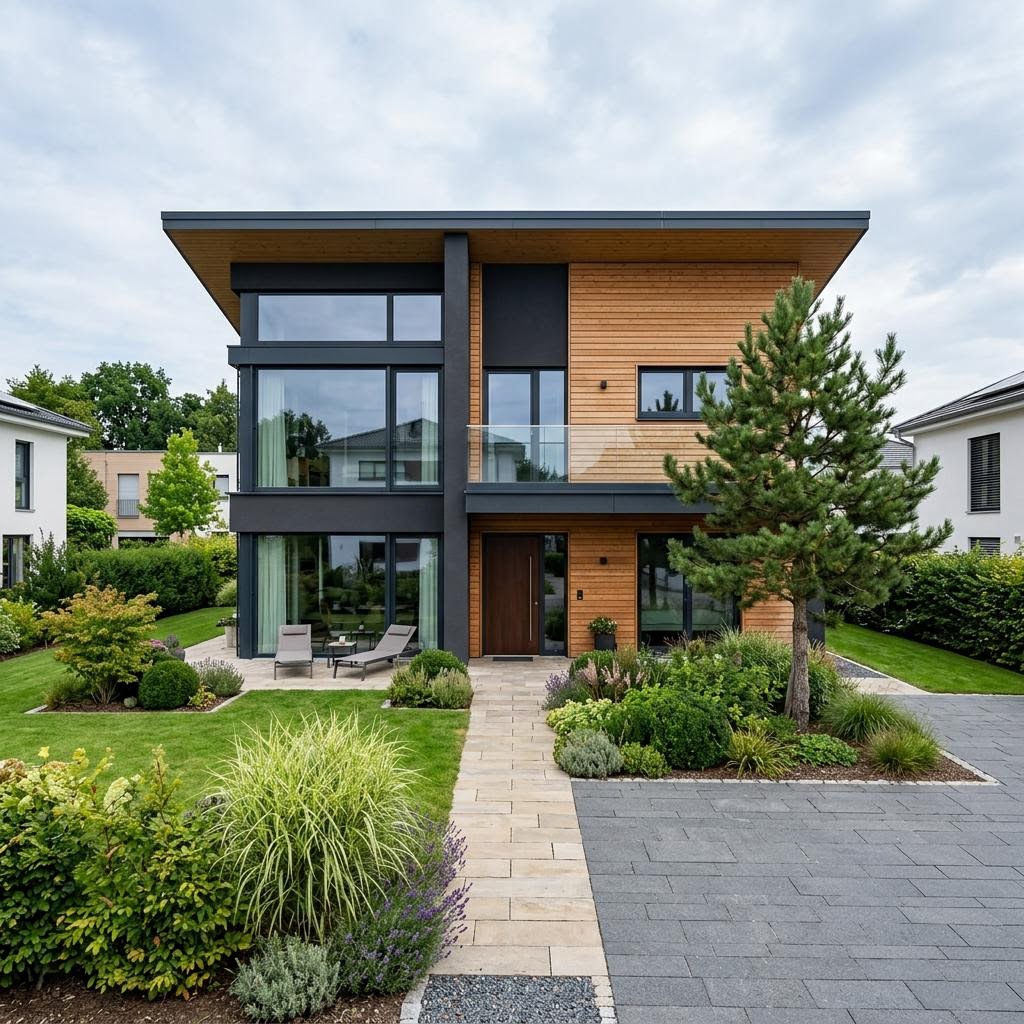Luxevilla Haus Kieffer van Baufritz met lessenaarsdak — prefab woning van 196 m²