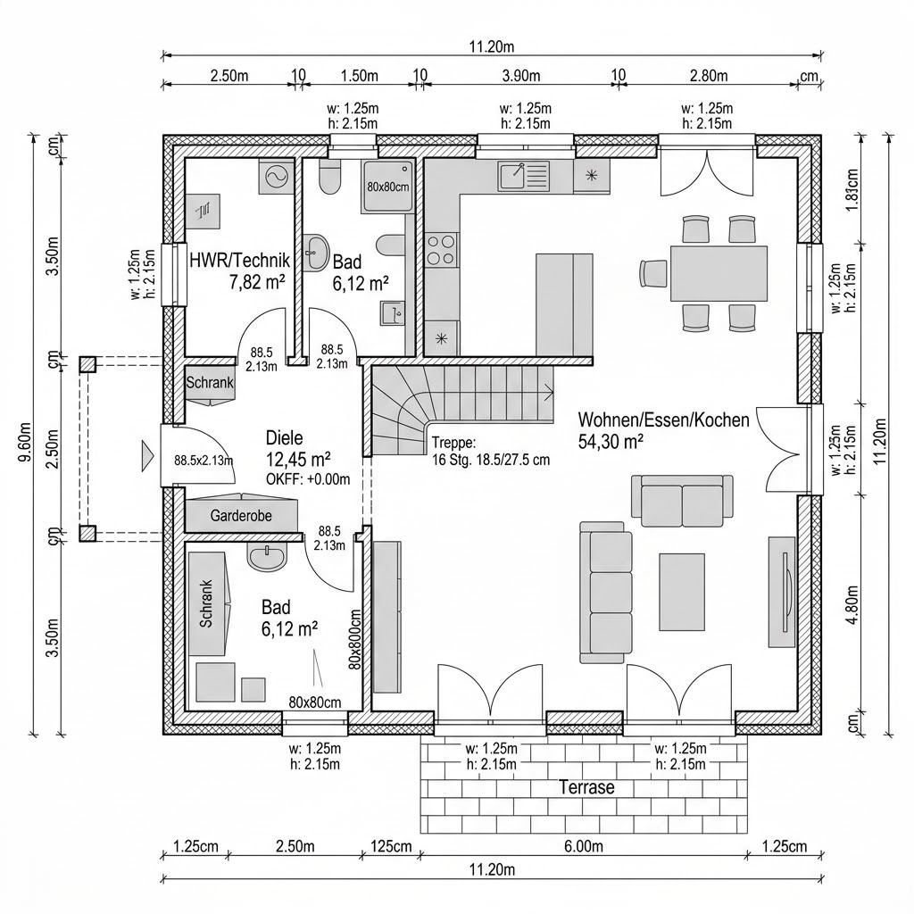 Plattegrond Kubushaus Urban 164 van Baufritz — 164 m², 5 kamers
