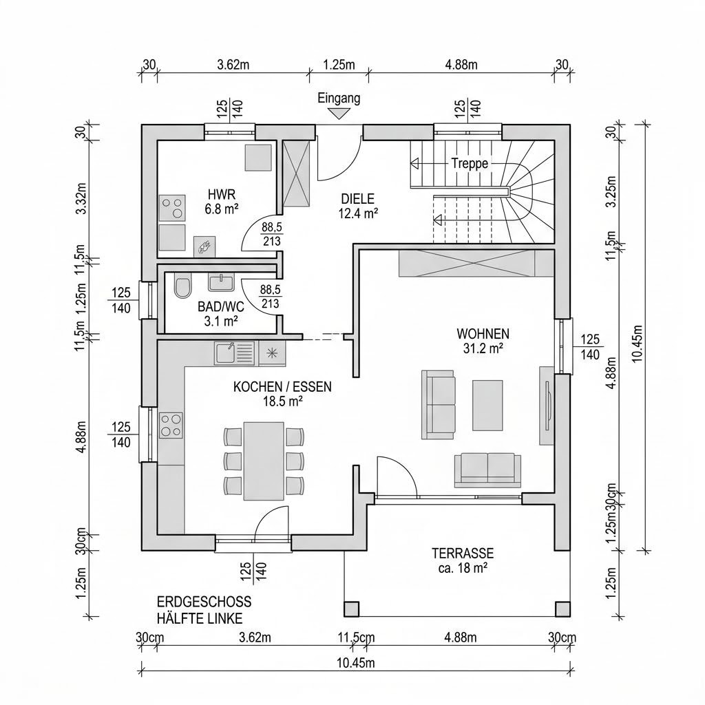 Plattegrond Doppelhaus Celebration 122 van Bien-Zenker — 122 m², 4 kamers