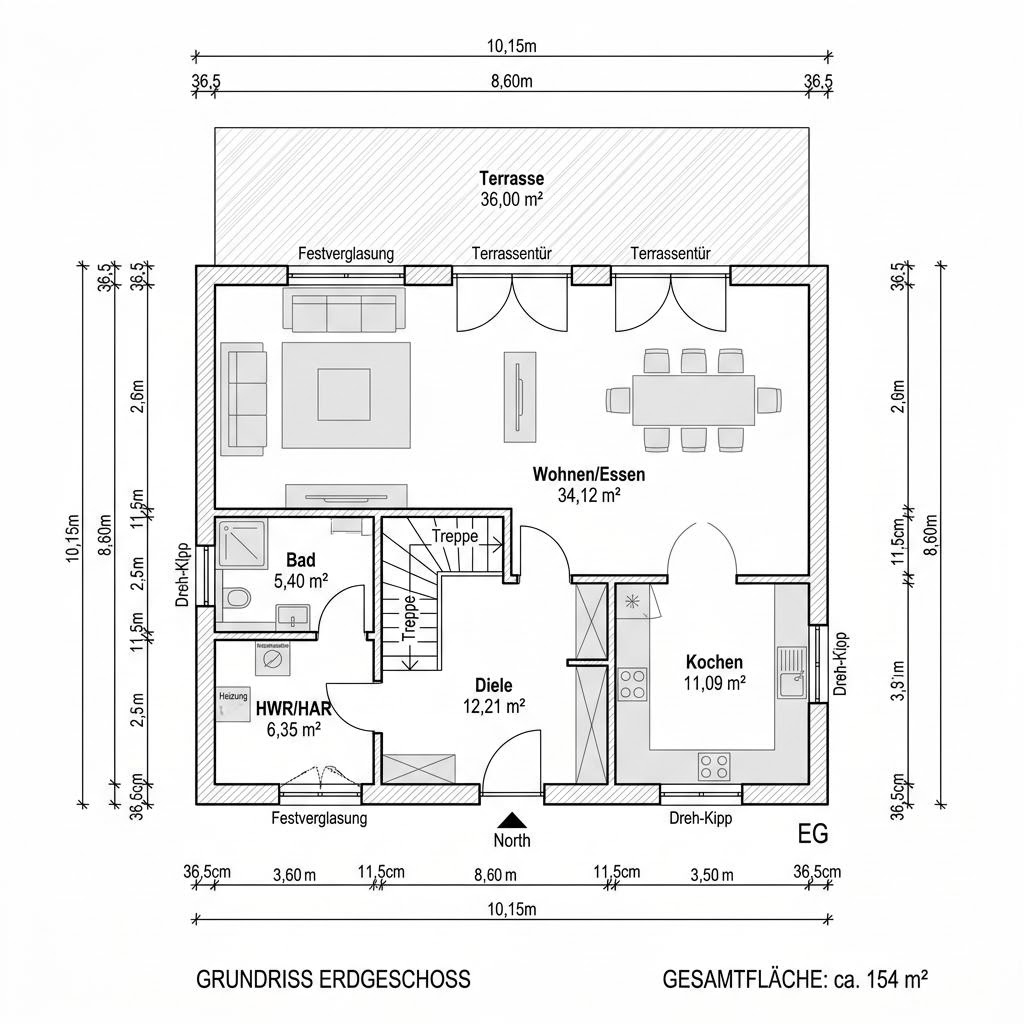 Plattegrond Evolution Walm 154 van Bien-Zenker — 154 m², 5 kamers