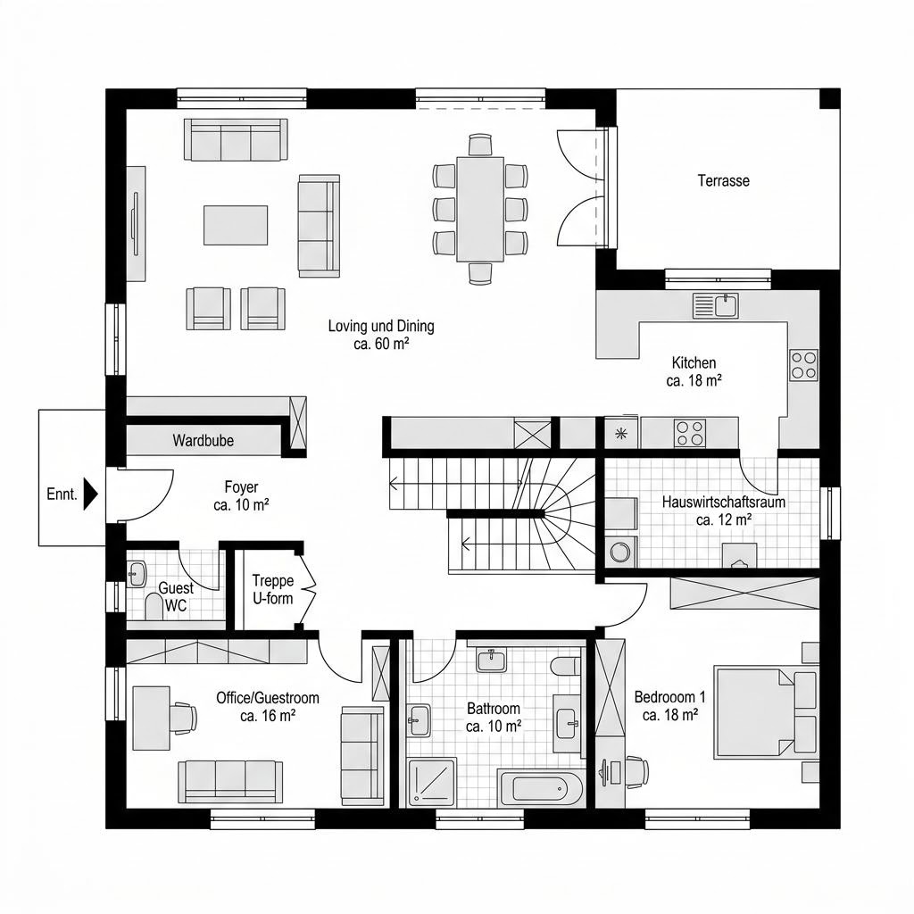 Plattegrond Fantastic 165 Stadtvilla van Bien-Zenker — 165 m², 5 kamers