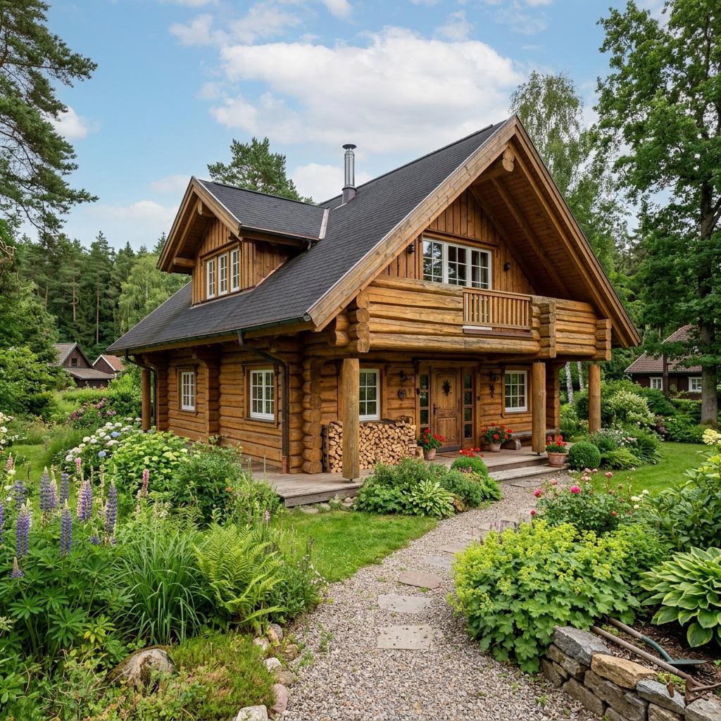 Blokhut Espoo 108 van LéonWood met zadeldak — prefab woning van 163 m²