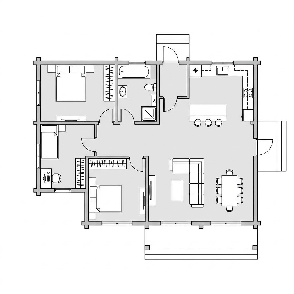 Plattegrond Flatwood Green 90 van LéonWood — 95 m², 3 kamers