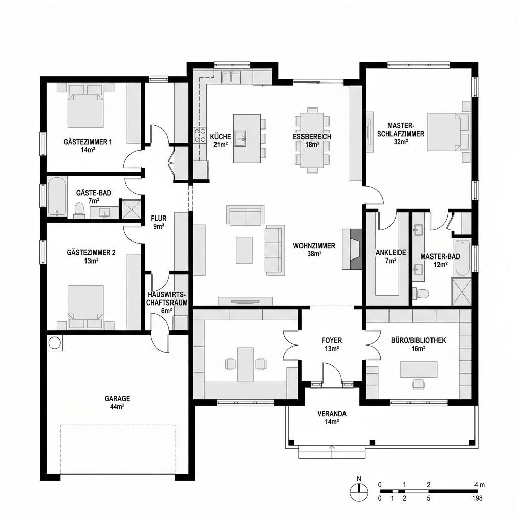 Plattegrond Charleston 198 van Bostonhaus — 198 m², 6 kamers