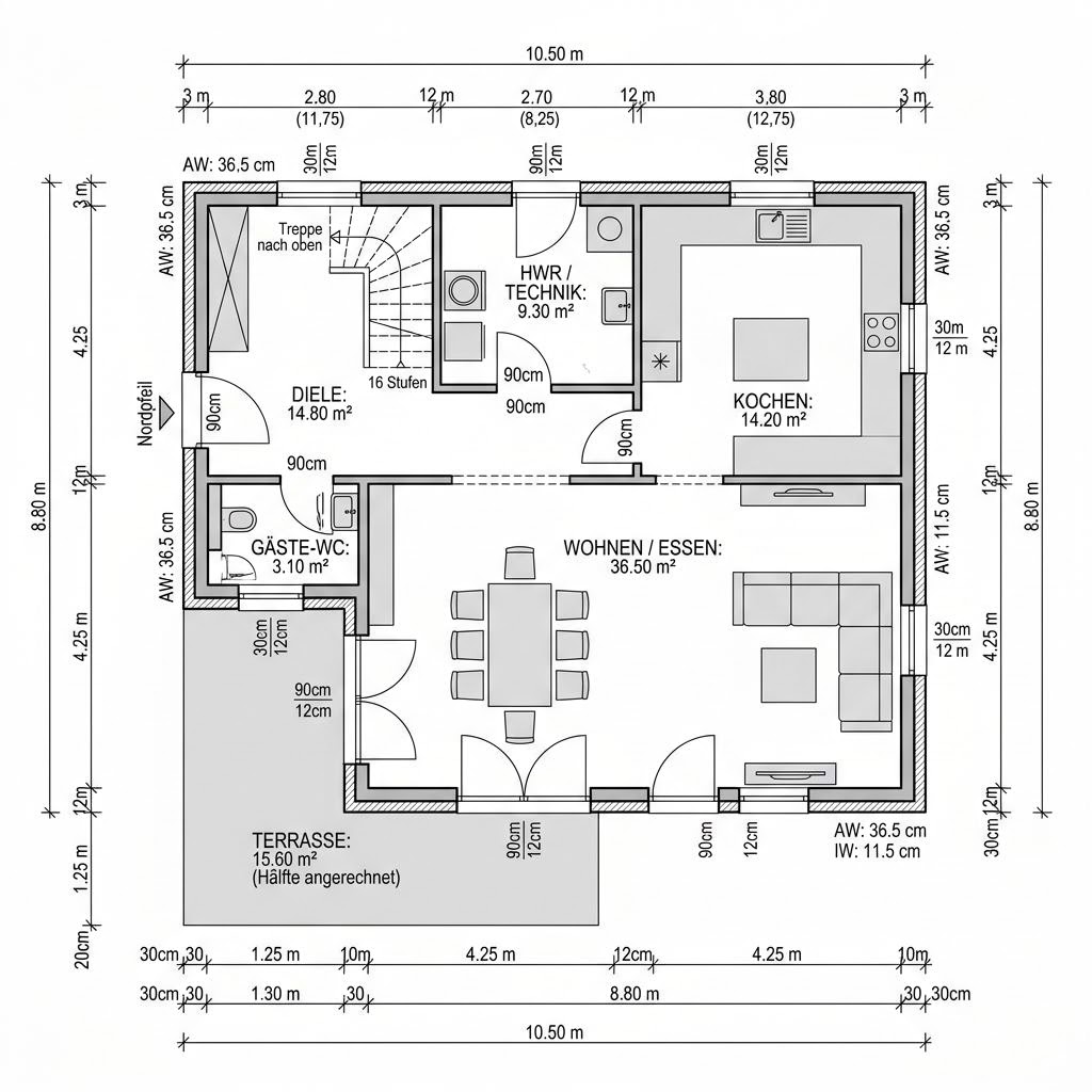 Plattegrond Landhaus Vermont 158 van Bostonhaus — 158 m², 5 kamers