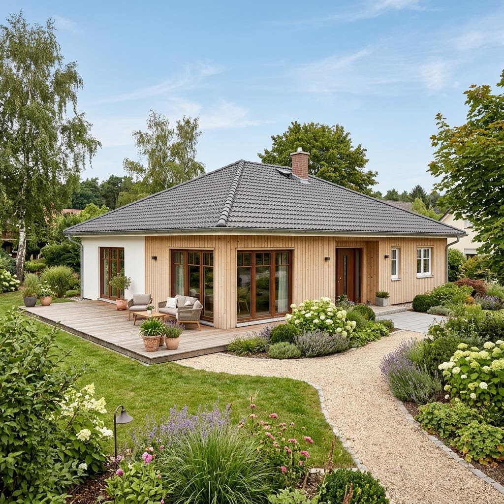 Bungalow Fanø van Danhaus Deutschland met schilddak — prefab woning van 129 m²