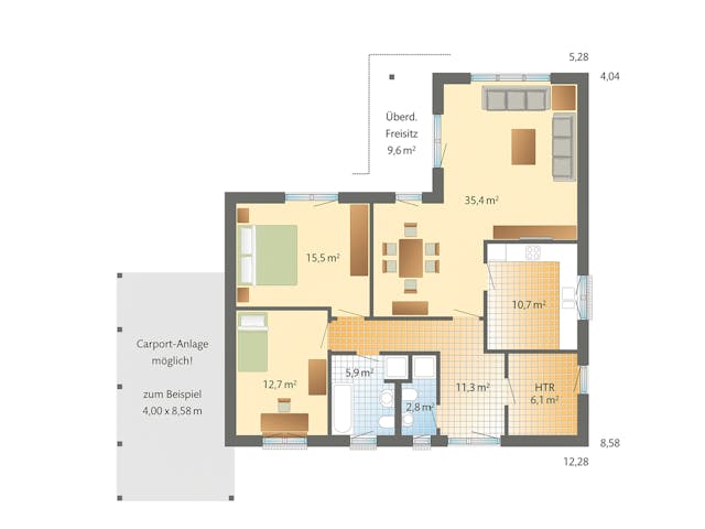 Plattegrond Mandö met prijs – 100 m² Bungalow
