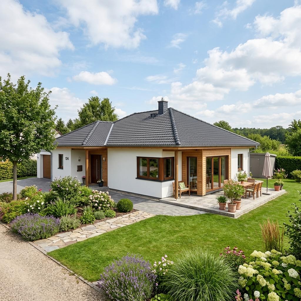 Bungalow Bungalow SH 124 B van ScanHaus Marlow met schilddak — prefab woning van 124 m²