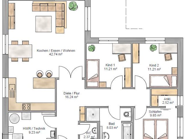 Plattegrond Bungalow 113 met prijs – 113 m² Bungalow