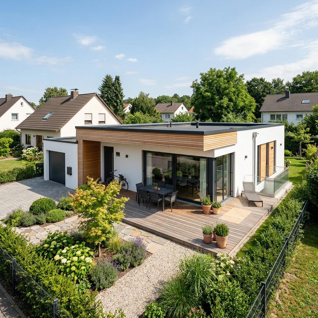 Bungalow Option Bungalow van WeberHaus met plat dak — prefab woning van 53 m²