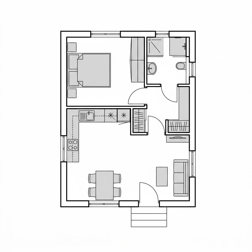 Plattegrond Cube 45 van conliving — 45 m², 2 kamers