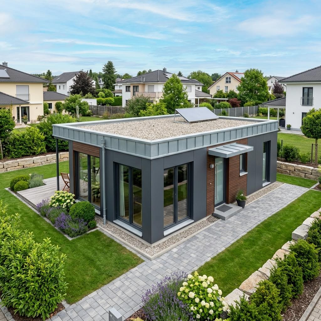 Modulaire woning Modulhaus Urban 72 van Containerwerk met plat dak — prefab woning van 72 m²