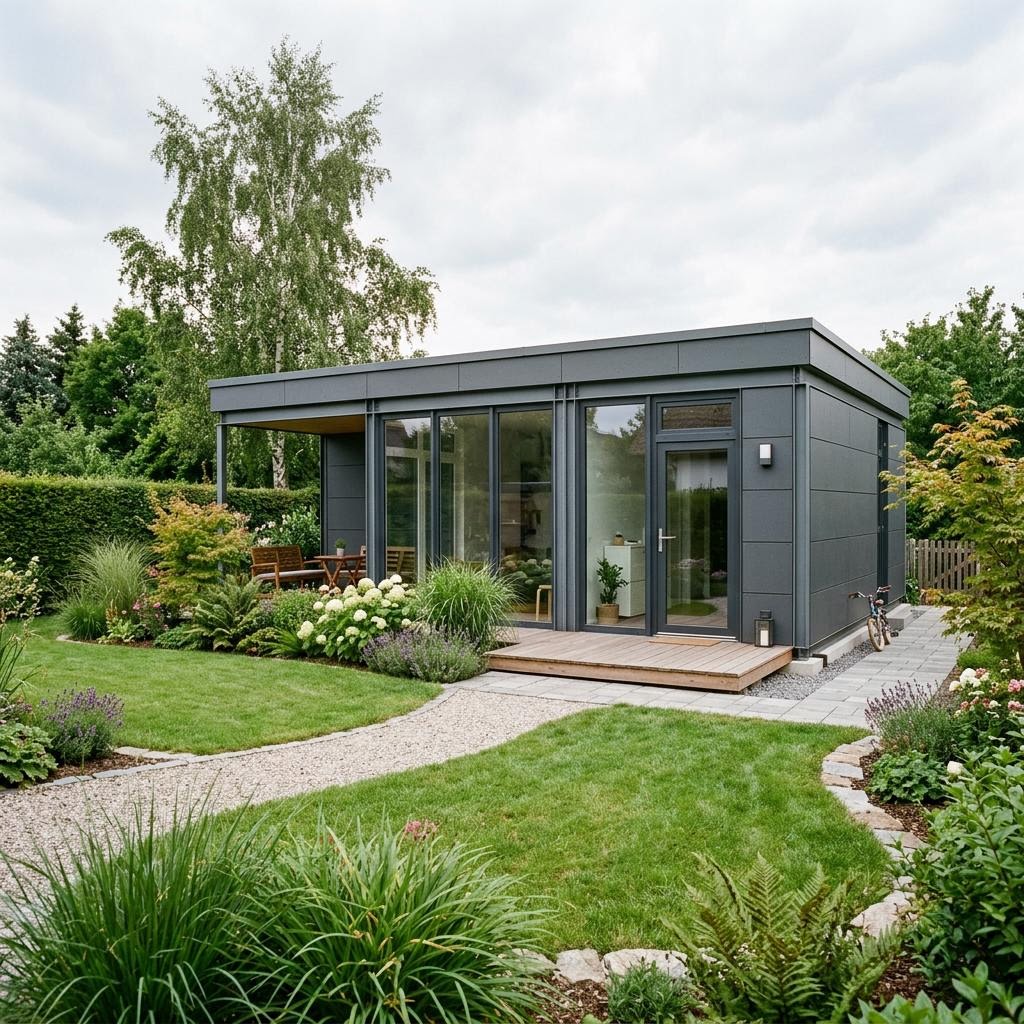 Tiny house Unit 33 van containerwerk met plat dak — prefab woning van 33 m²