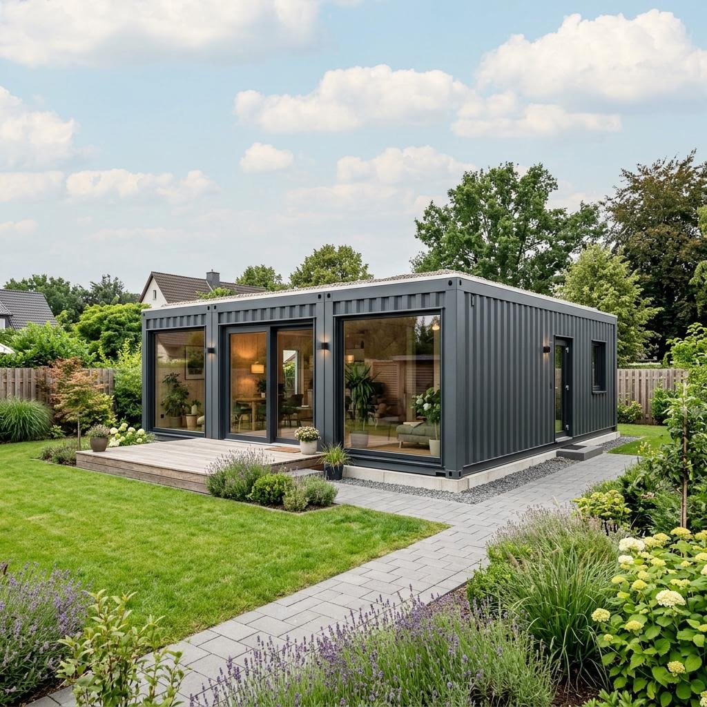 Containerwoning Raummodul Wohnen Duo van Containerwerk met plat dak — prefab woning van 50 m²