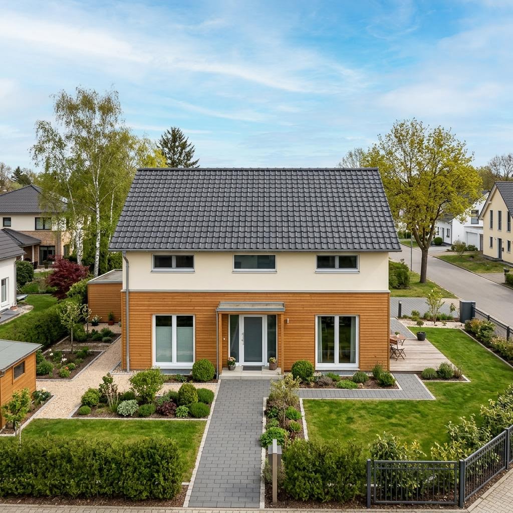 Eengezinswoning Dänische Sattel 133 van Danhaus Deutschland met zadeldak — prefab woning van 133 m²