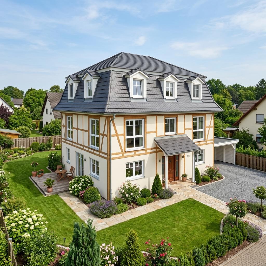 Landhuis Landhaus Point 146 van Danwood met mansardedak — prefab woning van 146 m²