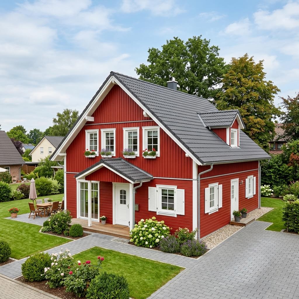 Zweeds huis Schwedenhaus Göteborg 152 van Danwood met zadeldak — prefab woning van 152 m²