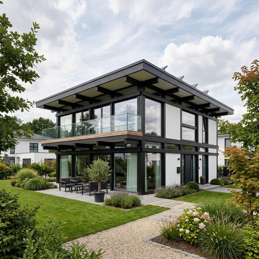 Woning met plat dak Flat Cube 180 van DAVINCI HAUS met plat dak — prefab woning van 180 m²