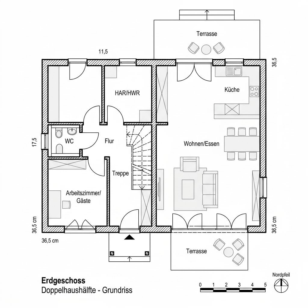Plattegrond Doppelhaushälfte Block 142 van Deutsche Neubau — 142 m², 5 kamers