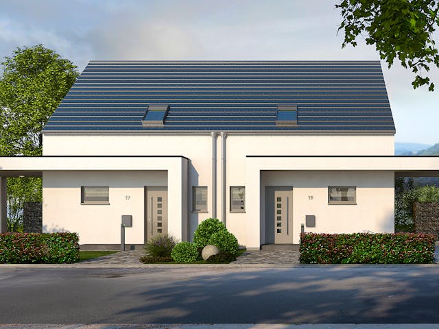 Twee-onder-een-kapwoning Double 10 van allkauf haus met zadeldak — prefab woning van 123 m²