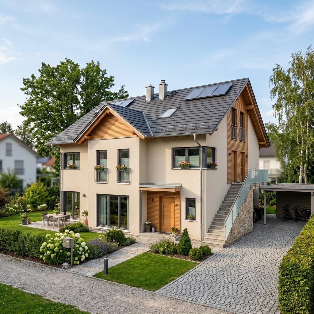 Meergezinswoning Easy 22 — Zweifamilienhaus van FIBAV Massivhaus met zadeldak — prefab woning van 148 m²