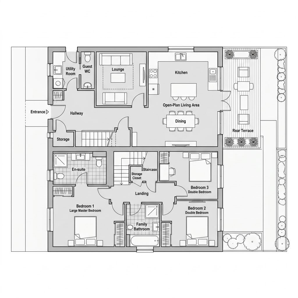 Plattegrond Doppelhaus 144 van Hanse Haus — 138 m², 5 kamers