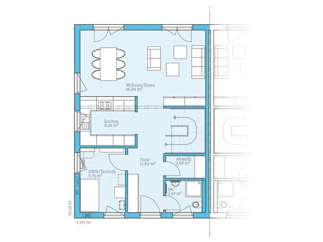 Plattegrond Doppelhaus 35-130 met prijs – 115 m² Doppelhaus