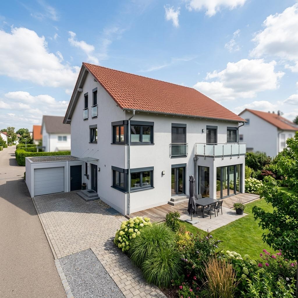 Twee-onder-een-kapwoning Doppelhaus S454 van Heinz von Heiden Massivhäuser met zadeldak — prefab woning van 111 m²