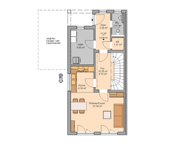 Plattegrond Doppelhaus Linus met prijs – 110 m² Doppelhaus