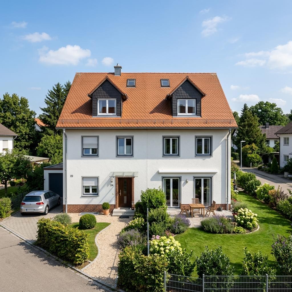 Twee-onder-een-kapwoning Doppelhaus Twin van Kern-Haus met zadeldak — prefab woning van 130 m²