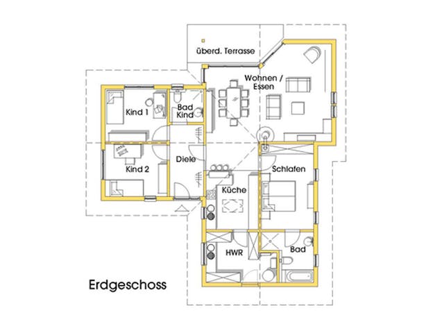 Plattegrond Natalie 2 (KfW-Effizienzhaus 40 EE) met prijs – 135 m² Einfamilienhaus