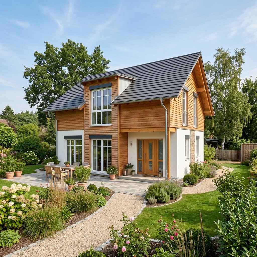 Landhuis Point 116 van Danwood met zadeldak — prefab woning van 116 m²